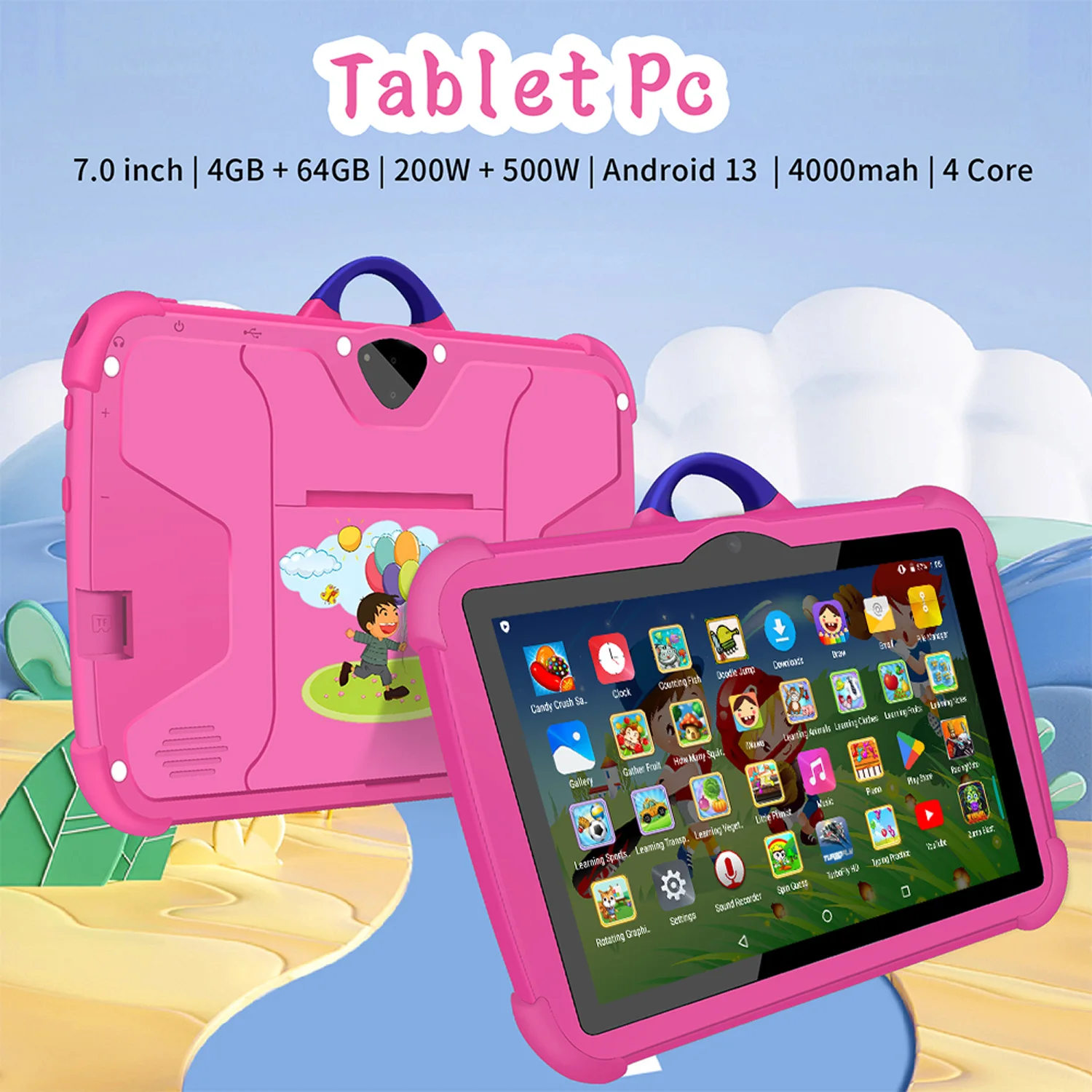 New Cartoon Pattern Kids Tablet 7 Inch Quad Core 4GB RAM 64GB ROM Android Learning Education Games Tablets Children's Gifts New Cartoon Pattern Kids Tablet 7 Inch Quad Core 4GB RAM 64GB ROM Android Learning Education Games Tablets Children's Gifts