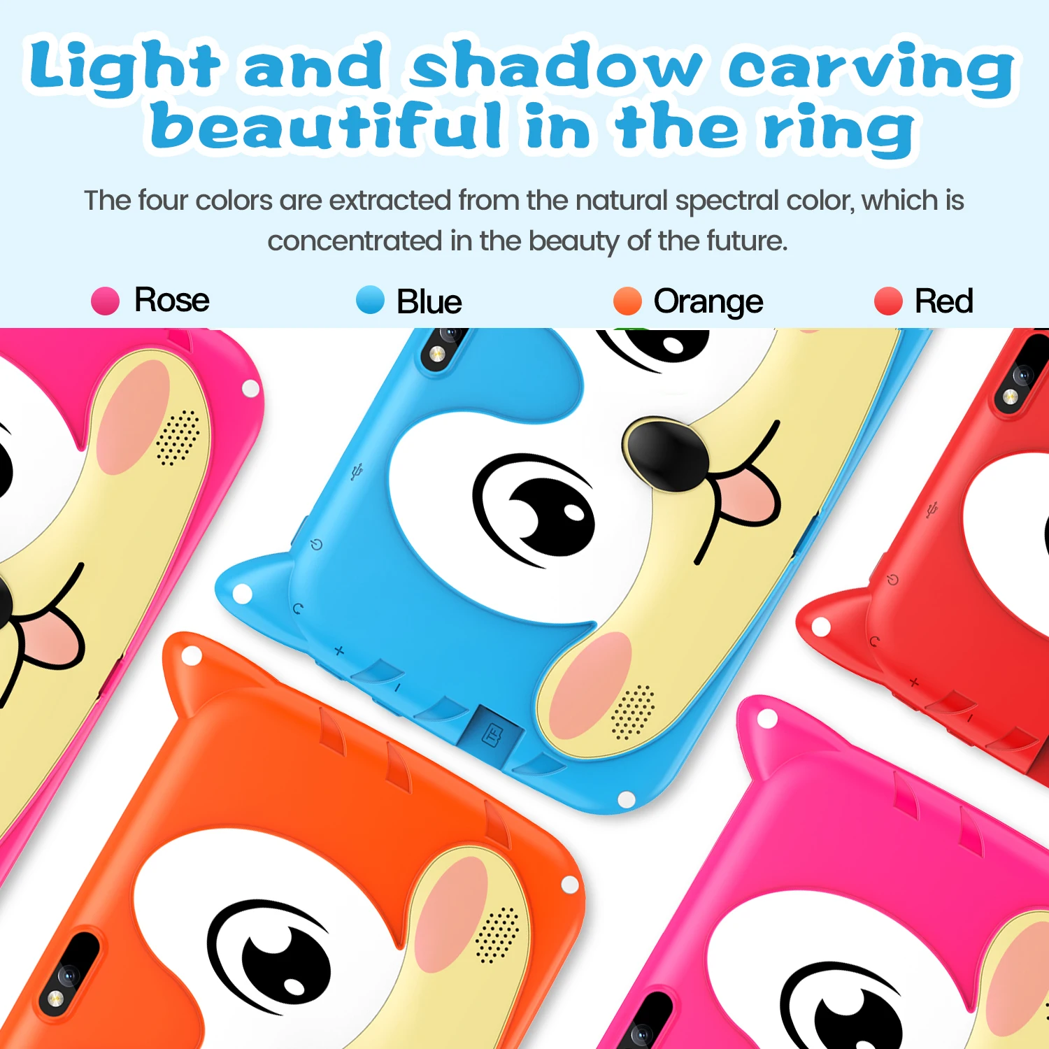 BDF Cartoon Pattern 7 Inch Kids Tablet Quad Core 4GB RAM 64GB ROM Android 13 Google Learning Education Games Tablets 4000mAh
