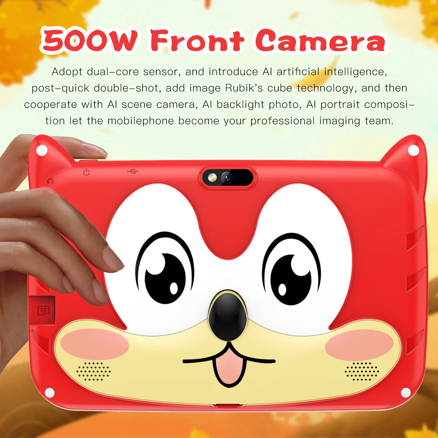 BDF Cartoon Pattern 7 Inch Kids Tablet Quad Core 4GB RAM 64GB ROM Android 13 Google Learning Education Games Tablets 4000mAh