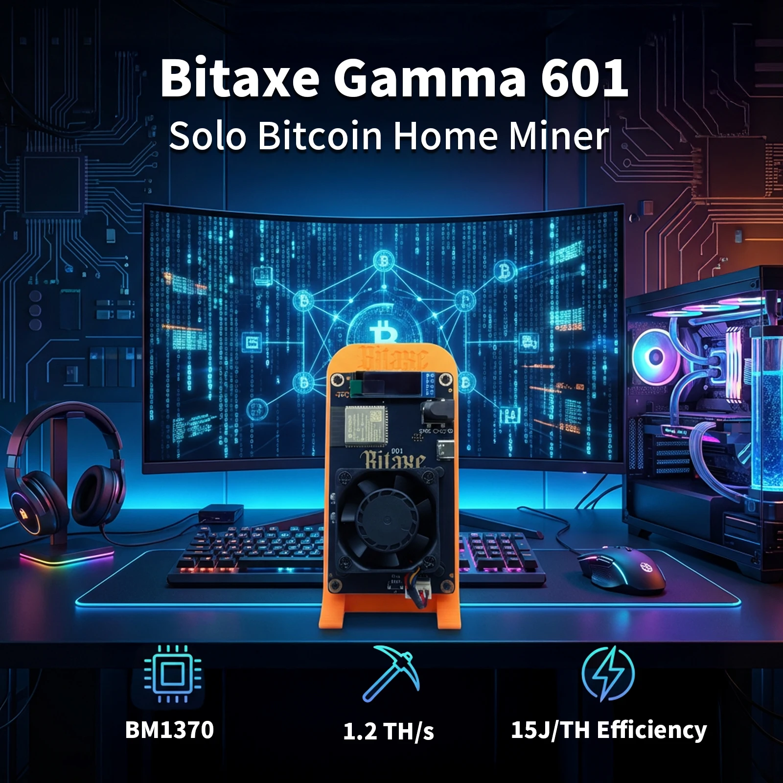 2026 Latest Bitaxe Gamma 601 Crypto Mining Machine 1.1-1.2th/s 25W Open Source Bitcoin Miner With Power Supply Bitaxe Solo Miner