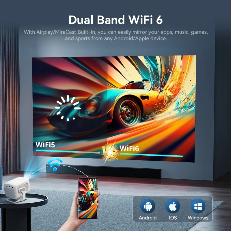 DITONG X3Plus HD Projector Native 1080P Support 4K WIFI6 BT5.4 Android Mini Portable Projector LED Home Theater Video Projector