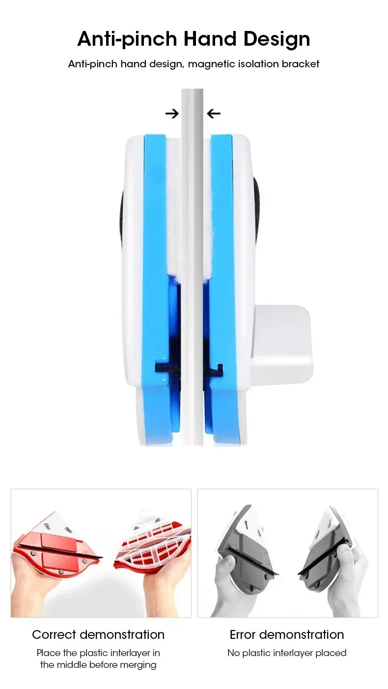 Magnetic Double Layer Glass Window Cleaner Home Multifunctional High Rise with Automatic Drainage Strong Grip Long Reach