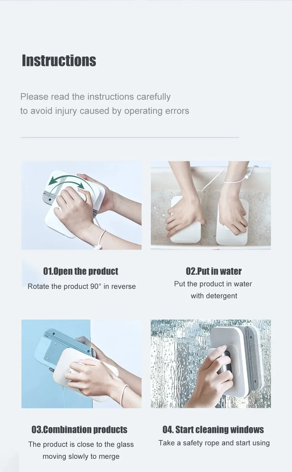 Portable Glass Cleaning Magnetic Brush Double-Sided Cleaning Brush Household Magnetic Glass Cleaning Brush For Cleaning Windows