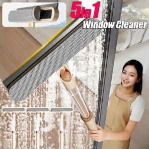 5 in 1 Extended Window Squeegee with Liquid Spray Bottle