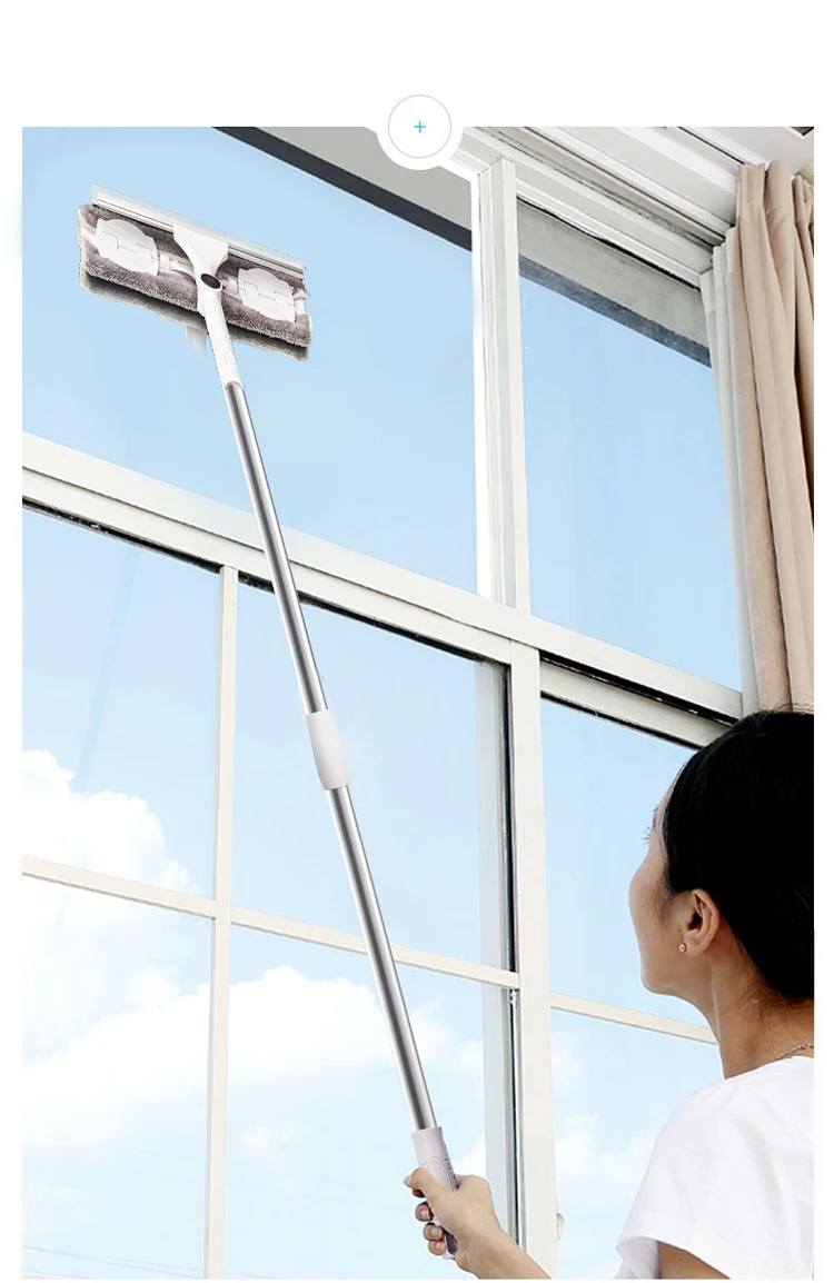 Telescopic Rod Glass Washing Cleaning Mop Windows Wiper Tool Washer Long Handle Brush Window Cleaner Product for Household