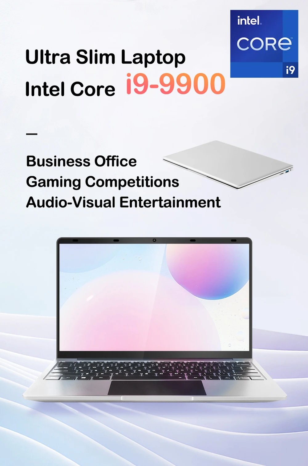 New 14.1' Laptop Intel Core I9-9900 32GB 2TB Gaming PC Ultra Slim Office Study Computer PC Windows 11 Pro 1920*1080 HD