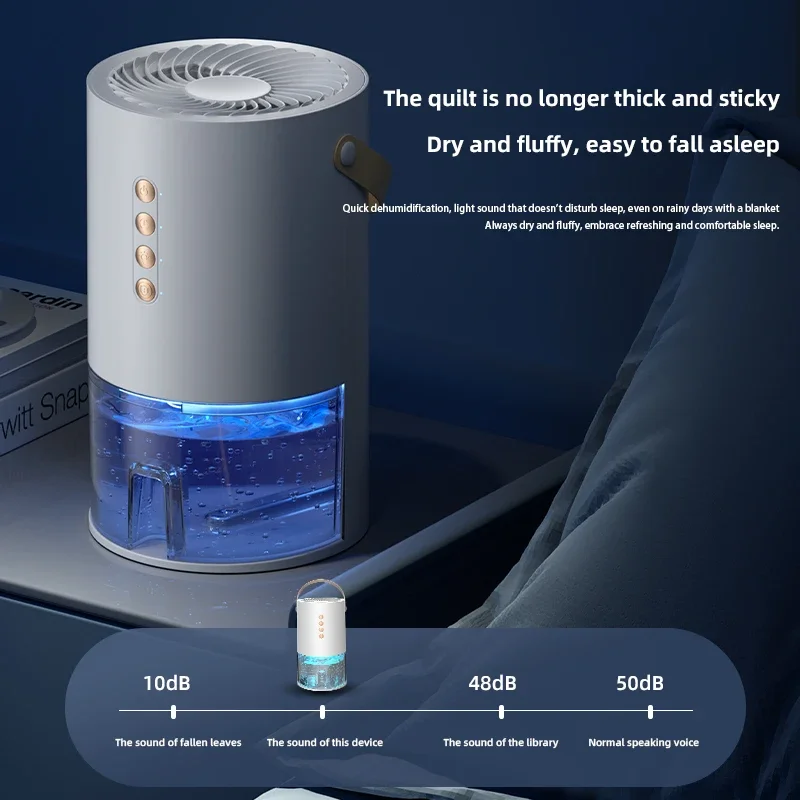 TINSOL 1300ml Smart Negative Ion Dehumidifier, eliminates humidity, mold, and moisture, energy-saving timer, air dryer