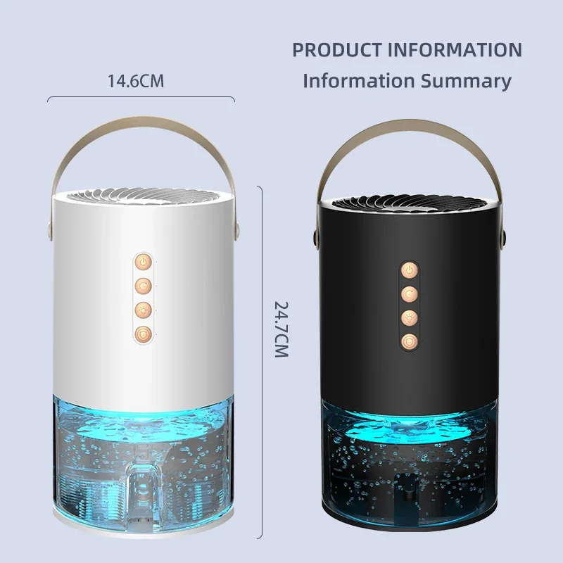 TINSOL 1300ml Smart Negative Ion Dehumidifier, eliminates humidity, mold, and moisture, energy-saving timer, air dryer