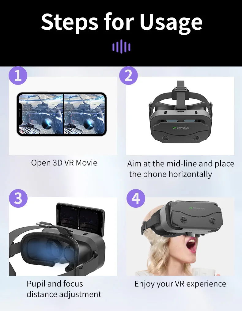 3D Virtual Reality VR Glasses Headset Devices Helmet Lenses Goggles Smart For Smartphones Phone Cell Mobile Game Viar Viewer Set