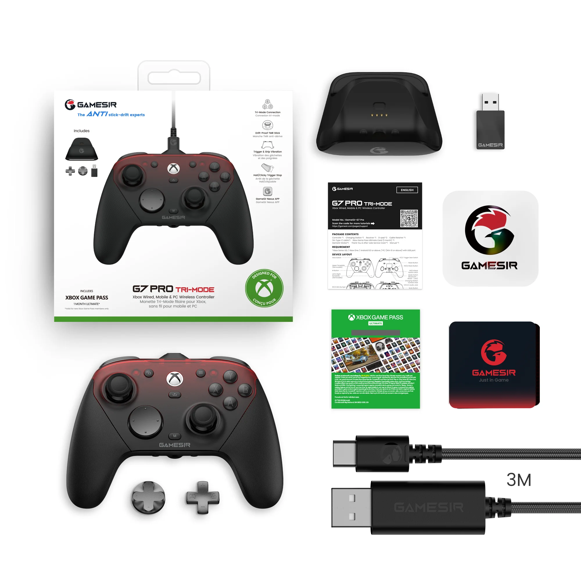 GameSir G7 Pro Xbox Gaming Controller Wired Gamepad for Xbox Series X|S, Xbox One X|S, Steam, PC, Android with Charging Dock