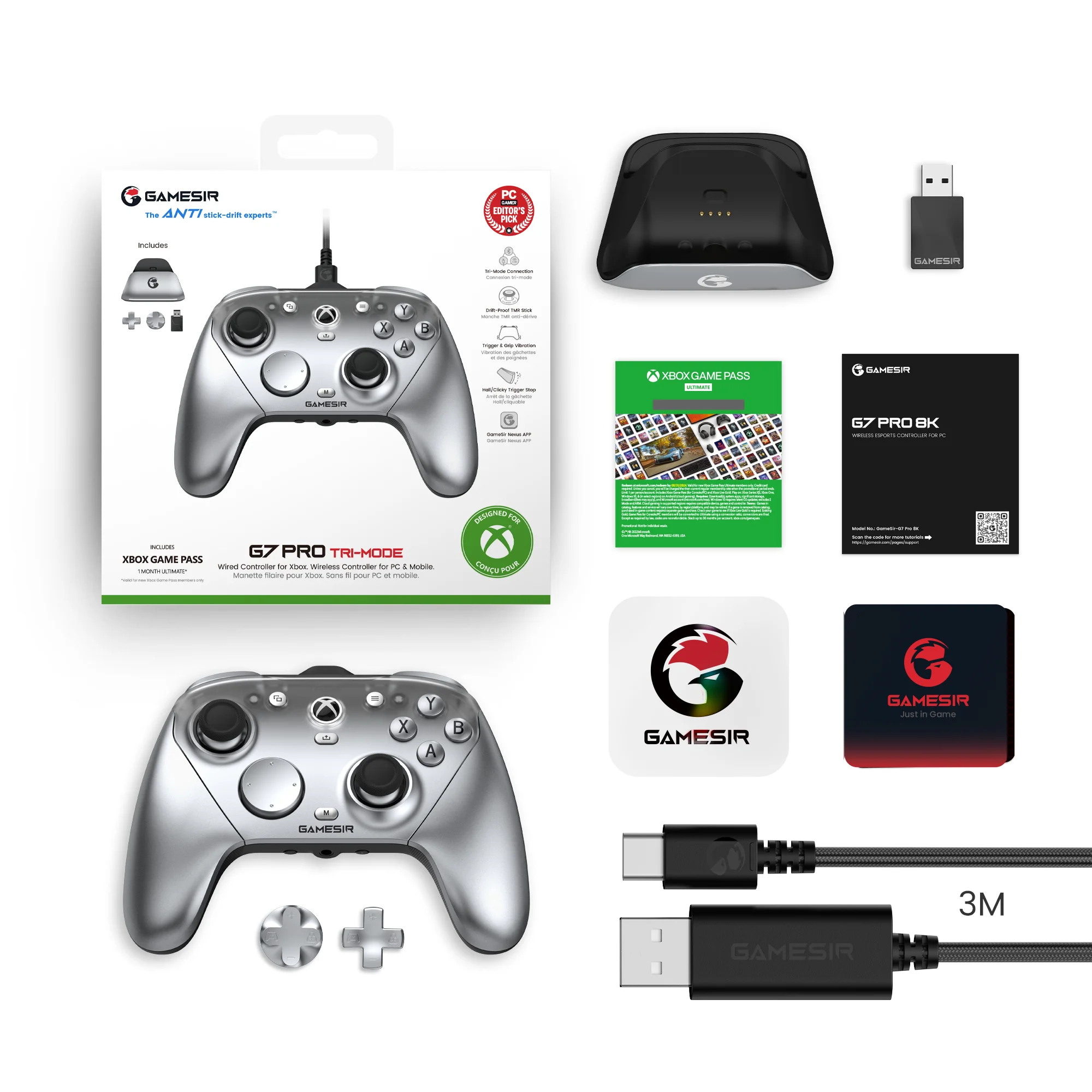 GameSir G7 Pro Xbox Gaming Controller Wired Gamepad for Xbox Series X|S, Xbox One X|S, Steam, PC, Android with Charging Dock