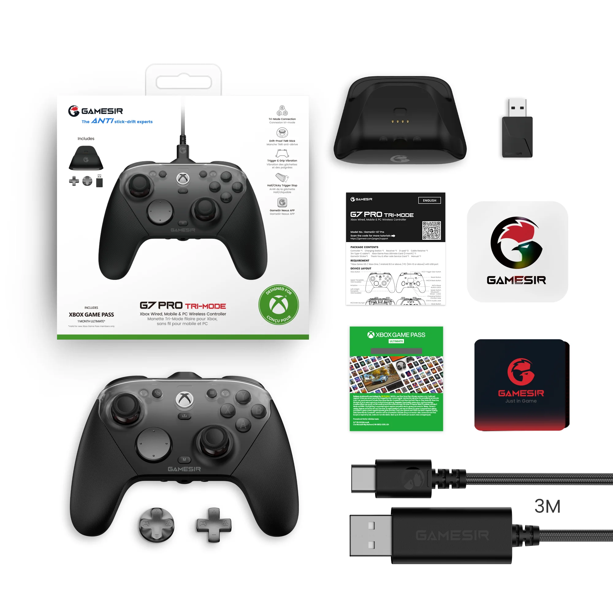GameSir G7 Pro Xbox Gaming Controller Wired Gamepad for Xbox Series X|S, Xbox One X|S, Steam, PC, Android with Charging Dock