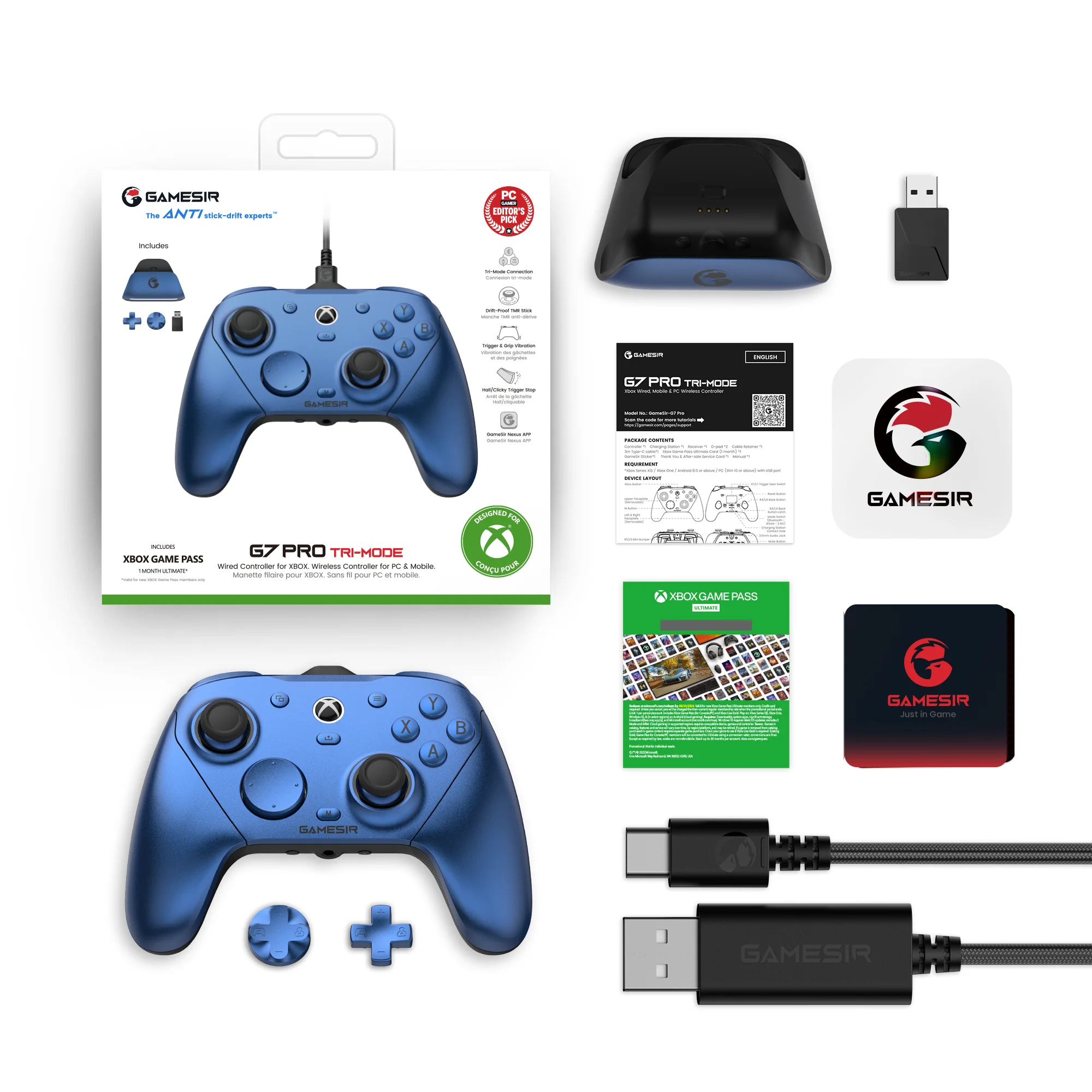 GameSir G7 Pro Xbox Gaming Controller Wired Gamepad for Xbox Series X|S, Xbox One X|S, Steam, PC, Android with Charging Dock