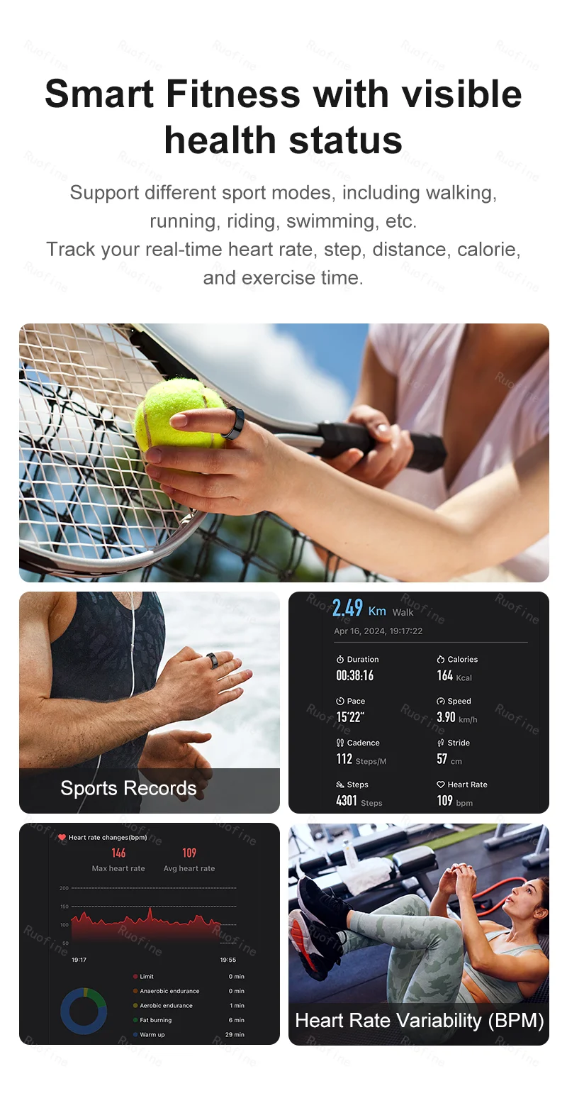 Qring R09 R06 Fitness Tracker Waterproof Connected Ring Man Remote Control Electronic Swimming Pool New Arrival Smartring 2024