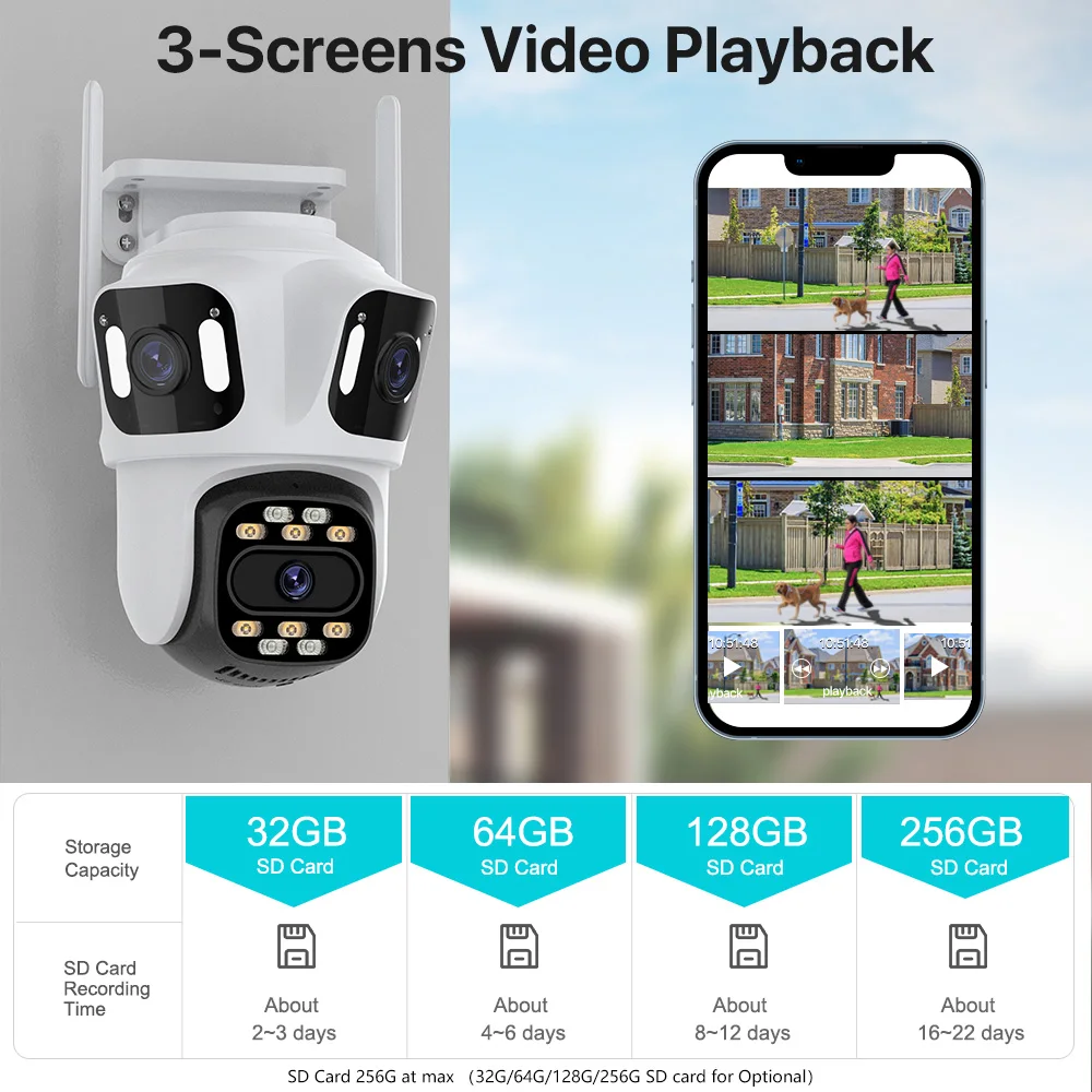 Three Lens PTZ IP Camera Outdoor 6K HD Three Screen WiFi Security Camera Auto Tracking 4K Dual Len Wirelss CCTV Camera iCsee Three Lens PTZ IP Camera Outdoor 6K HD Three Screen WiFi Security Camera Auto Tracking 4K Dual Len Wirelss CCTV Camera iCsee