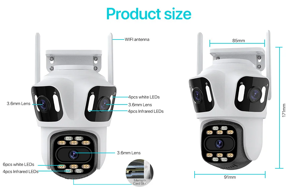 Three Lens PTZ IP Camera Outdoor 6K HD Three Screen WiFi Security Camera Auto Tracking 4K Dual Len Wirelss CCTV Camera iCsee Three Lens PTZ IP Camera Outdoor 6K HD Three Screen WiFi Security Camera Auto Tracking 4K Dual Len Wirelss CCTV Camera iCsee