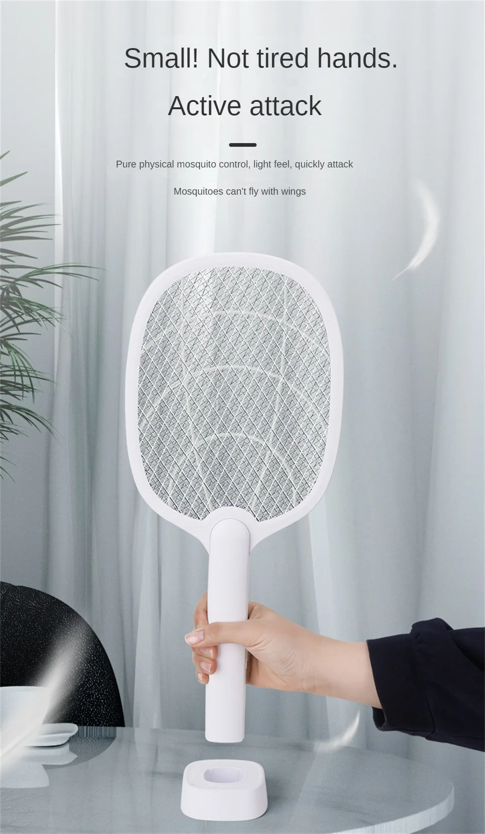2 IN 1 Electric Mosquito Swatter Mosquito Killer 2500V USB Rechargeable Angle Not Adjustable Electric Bug Zapper Fly Bat Swatter