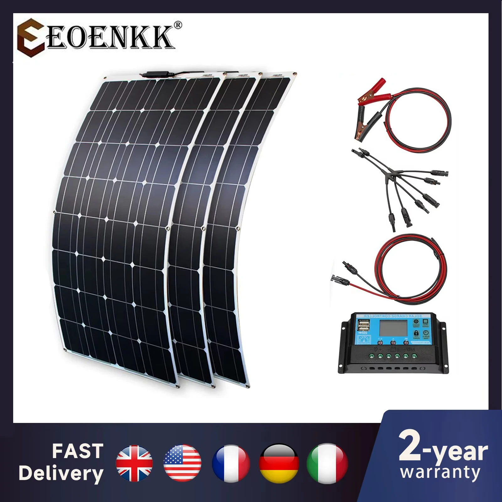 Solar Panel Kit 300w 200w 100w Flexible Solar Panels 12v 24v High Efficiency Battery Charger Module