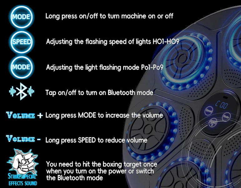 Music Boxing Machine; Smart Wall Mounted Electronic Boxing Trainer Gym Music Boxing Machine; Smart Wall Mounted Electronic Boxing Trainer Gym