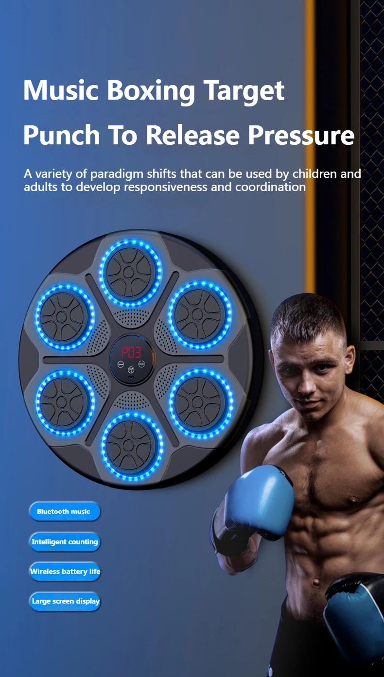 Music Boxing Machine; Smart Wall Mounted Electronic Boxing Trainer Gym Music Boxing Machine; Smart Wall Mounted Electronic Boxing Trainer Gym