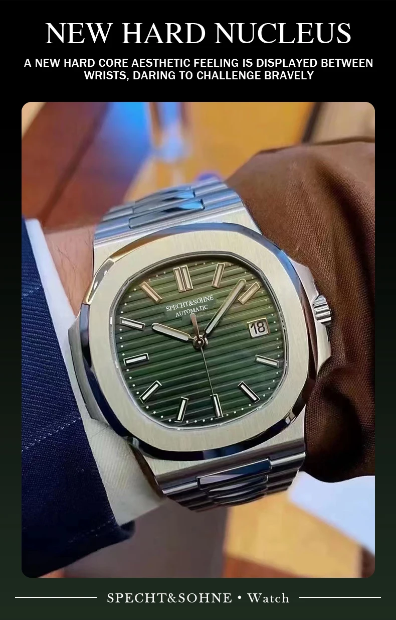 New Specht&Sohne Men's Watches Mechanical Watch Japan Miyota 8215 Movt Rose Gold Stainless Steel Classic 5711 Watch Waterproof