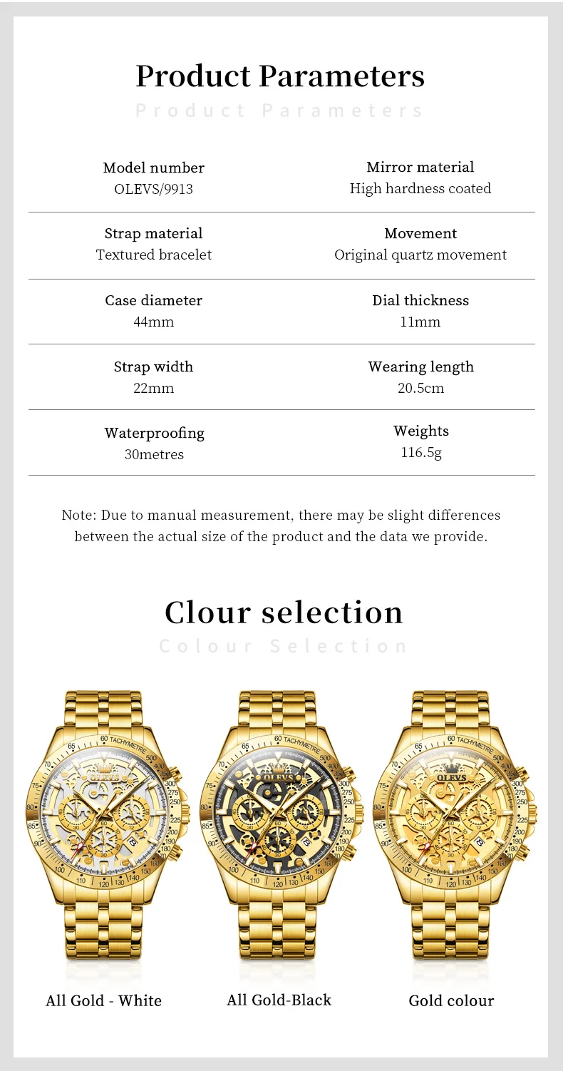 OLEVS Men's Watches Gold Luxury Hollow Out Style Original Quartz Watch for Man Waterproof Luminous Chronograph Date 24 Hours