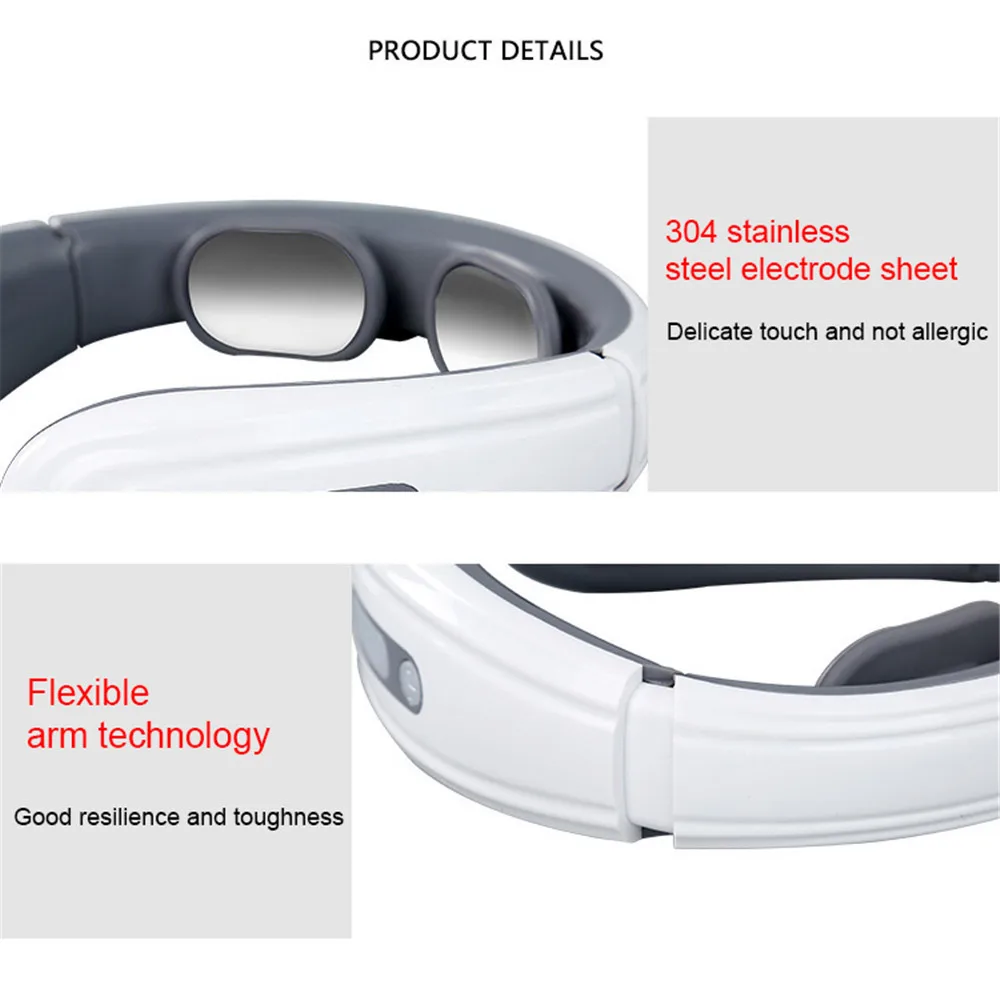 6 Mode Electric Neck Massager EMS Pulse Infrared Heat Massager Muscle Relaxation Neck Massager Tool Relax Cervical Relief Pain