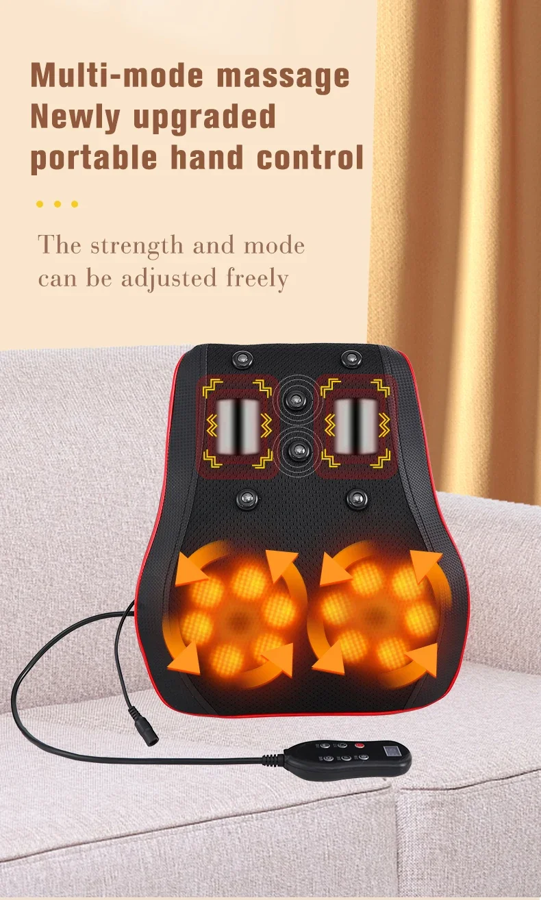Electric Shiatsu Head Neck Cervical Ttraction Body Massager Car Back Pillow with Heating Vibrating Massage Device
