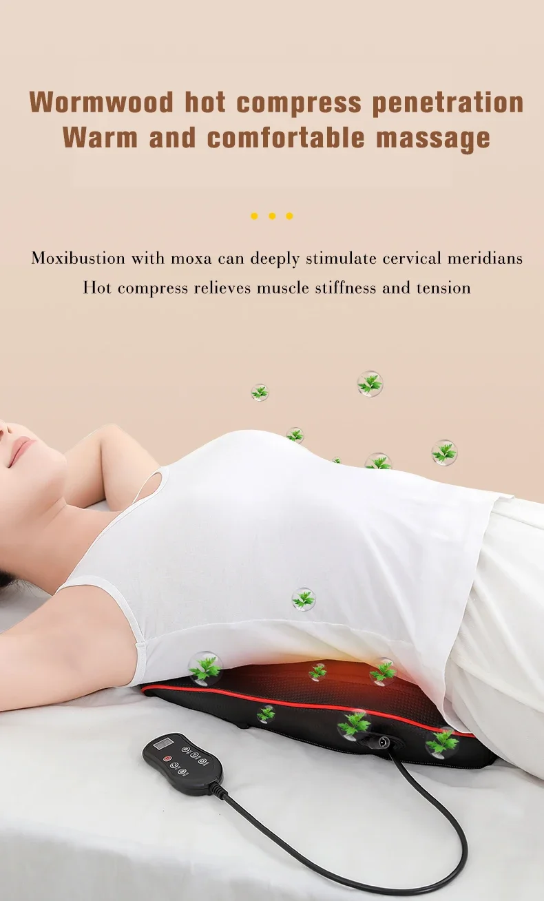 Electric Shiatsu Head Neck Cervical Ttraction Body Massager Car Back Pillow with Heating Vibrating Massage Device