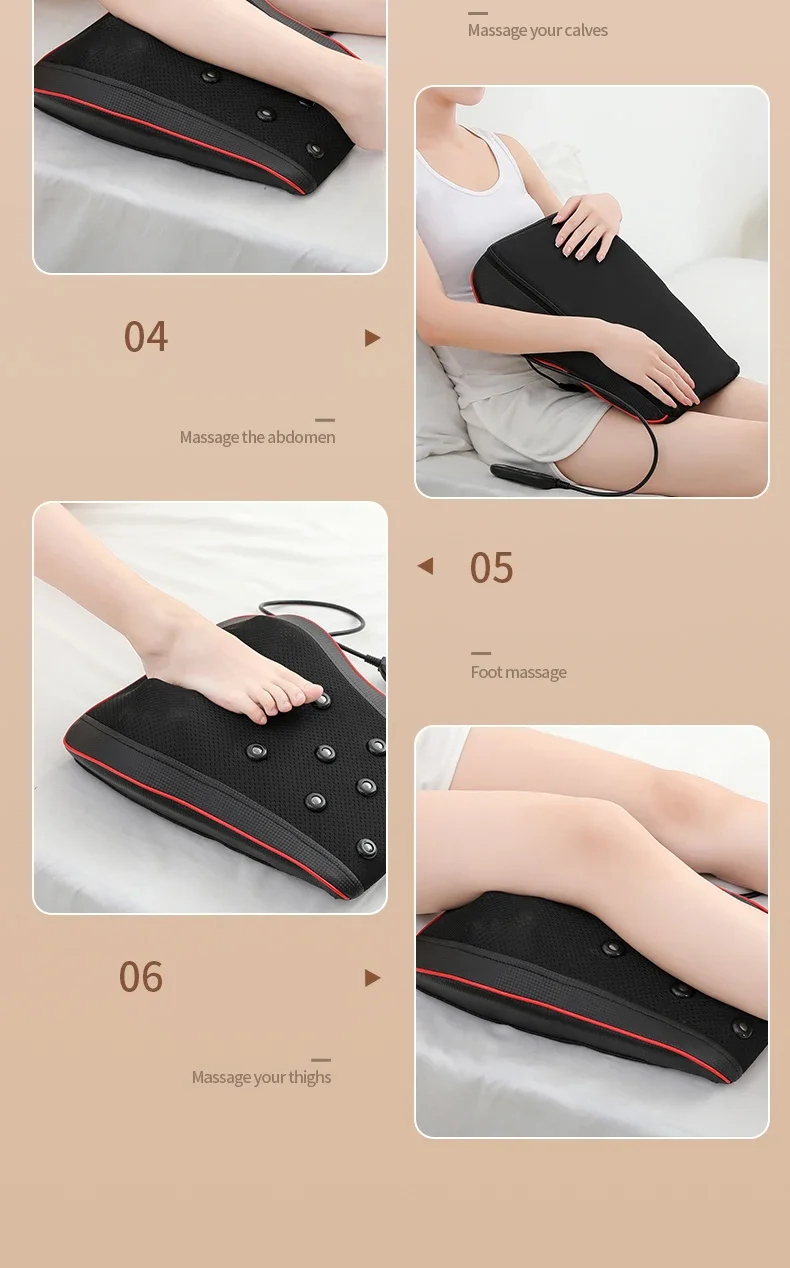 Electric Shiatsu Head Neck Cervical Ttraction Body Massager Car Back Pillow with Heating Vibrating Massage Device