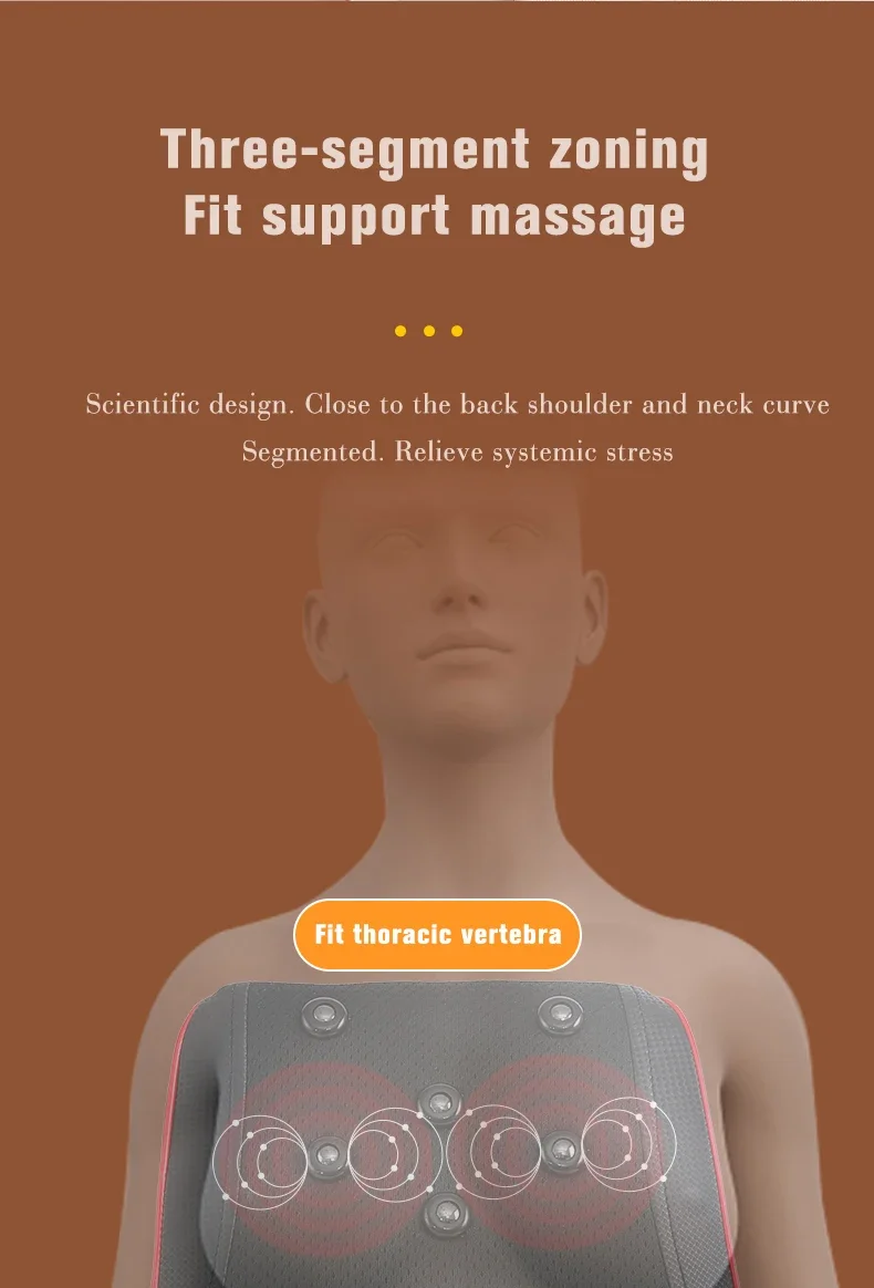 Electric Shiatsu Head Neck Cervical Ttraction Body Massager Car Back Pillow with Heating Vibrating Massage Device