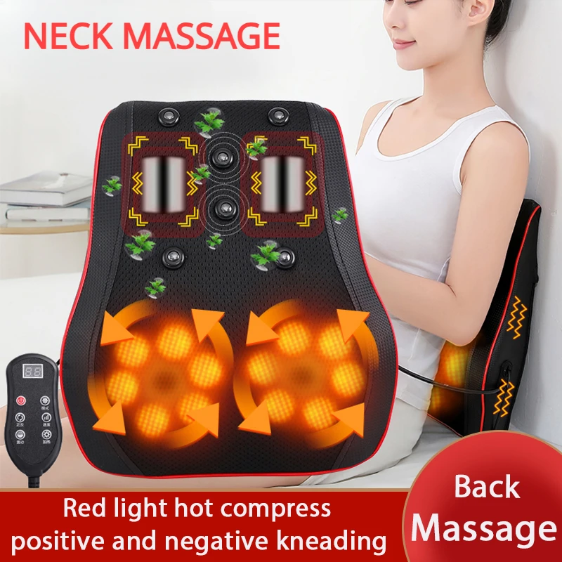 Electric Shiatsu Head Neck Cervical Ttraction Body Massager Car Back Pillow with Heating Vibrating Massage Device Smart Massagers Smart Shop