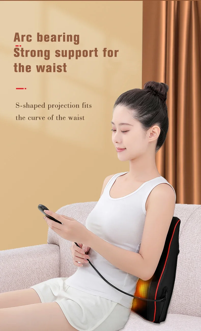 Electric Shiatsu Head Neck Cervical Ttraction Body Massager Car Back Pillow with Heating Vibrating Massage Device