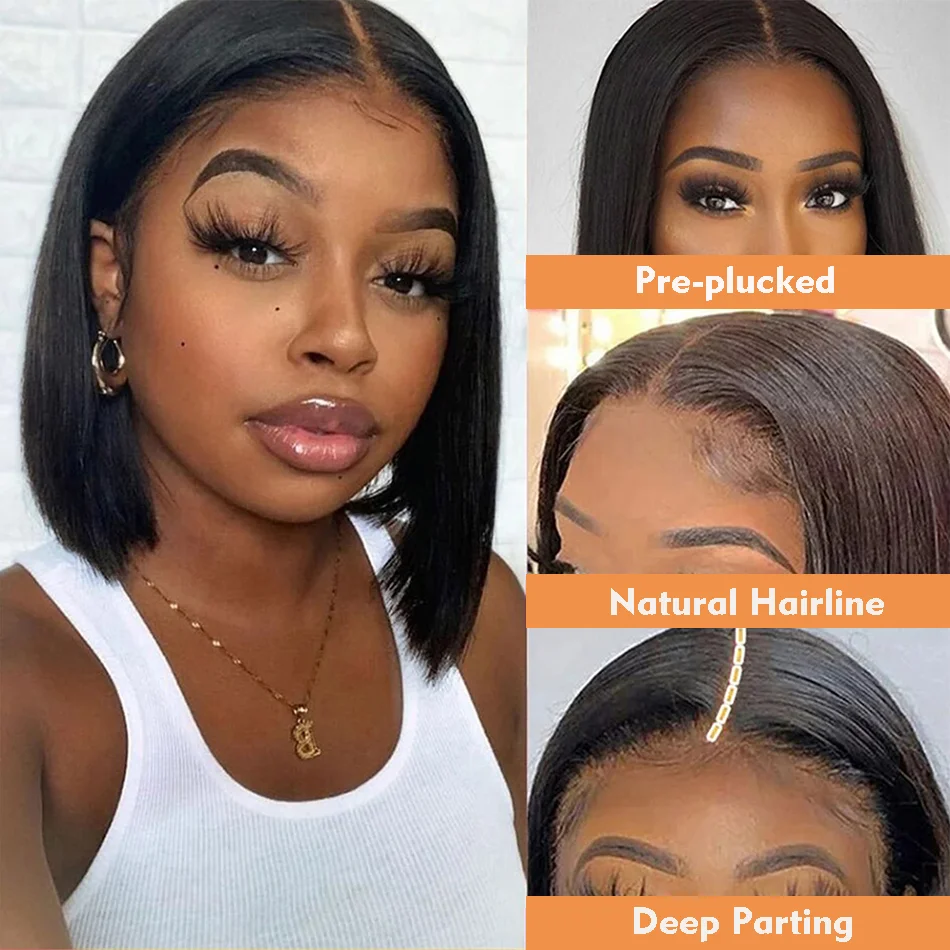 Brazilian 13*4 Lace Front Wig Short Human Hair Wigs Remy Hair 4*4 Lace Short Bob Straight Wig Wigs for Women Swiss Lace QT Hair