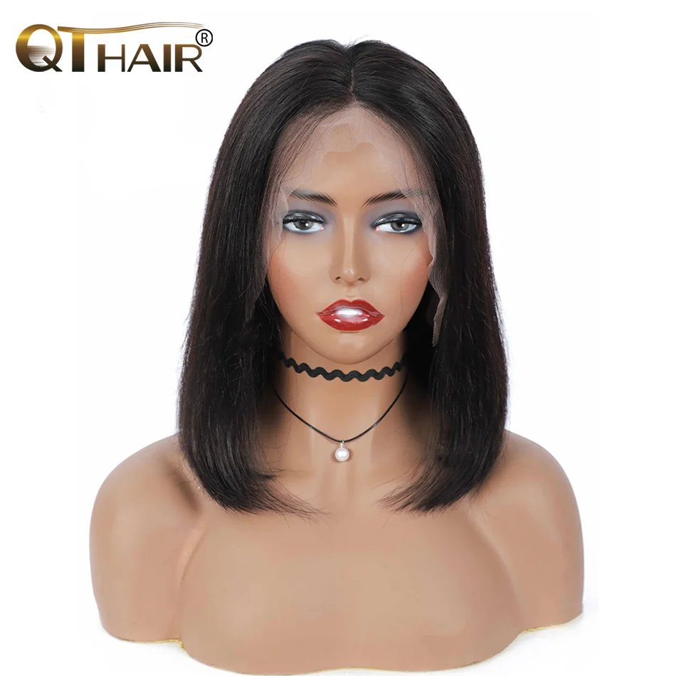 Brazilian 13*4 Lace Front Wig Short Human Hair Wigs Remy Hair 4*4 Lace Short Bob Straight Wig Wigs for Women Swiss Lace QT Hair