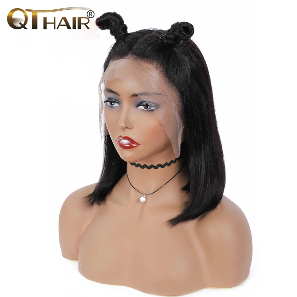 Brazilian 13*4 Lace Front Wig Short Human Hair Wigs Remy Hair 4*4 Lace Short Bob Straight Wig Wigs for Women Swiss Lace QT Hair