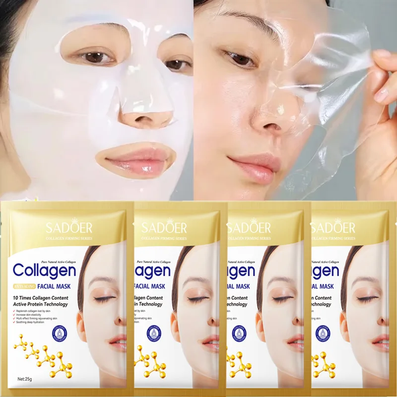 10PCS Collagen Anti Wrinkle Facial Mask Anti Aging Fade Fine Lines Firm Skin Moisturizing Brightening SkinCare Korean Cosmetics Anti Aging Smart Shop