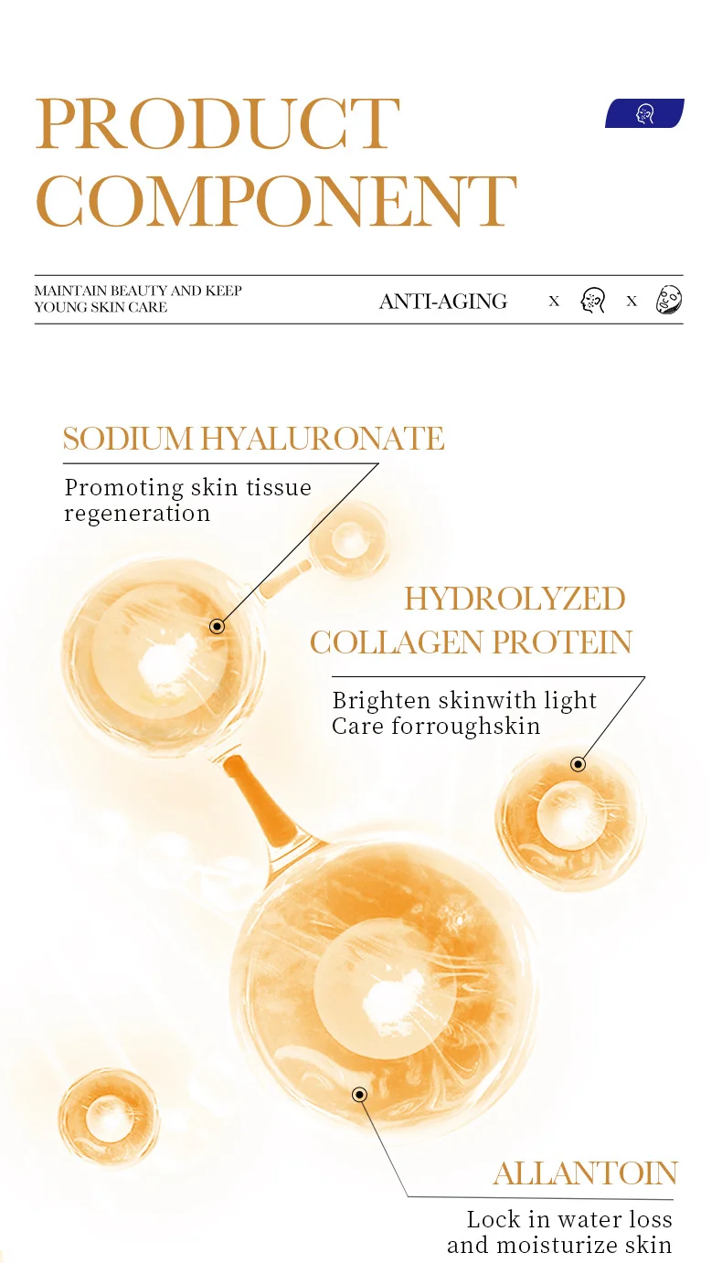 10PCS Collagen Anti Wrinkle Facial Mask Anti Aging Fade Fine Lines Firm Skin Moisturizing Brightening SkinCare Korean Cosmetics