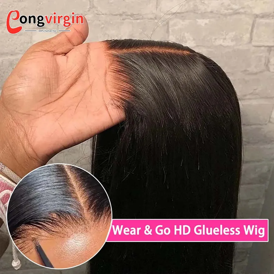 5x5 Glueless Wig Human Hair Ready To Wear Pre-Cut Lace Wear And Go Glueless Wigs Straight Lace Front Human Hair Wig For Women 5x5 Glueless Wig Human Hair Ready To Wear Pre-Cut Lace Wear And Go Glueless Wigs Straight Lace Front Human Hair Wig For Women