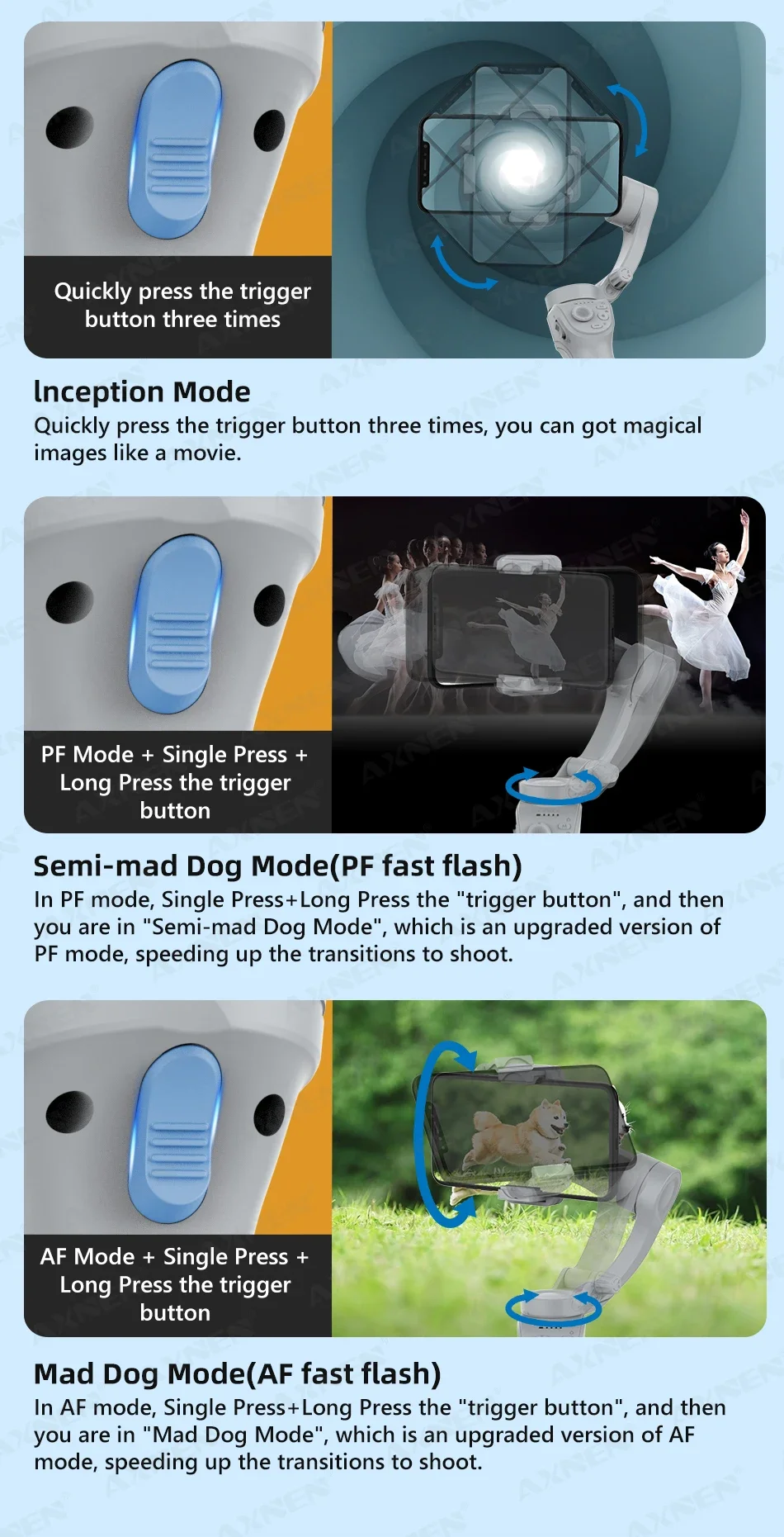 AXNEN Smart 3-Axis Handheld Gimbal Stabilizer for Smartphone with Fill Light for iPhone Android Face Tracking Tiktok Vlog Kit AXNEN Smart 3-Axis Handheld Gimbal Stabilizer for Smartphone with Fill Light for iPhone Android Face Tracking Tiktok Vlog Kit