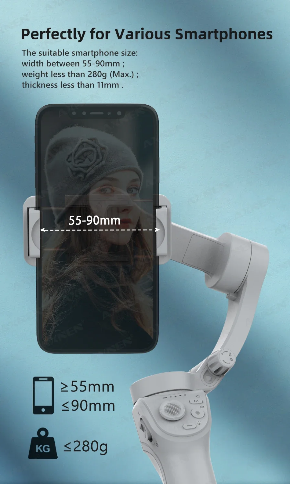 AXNEN Smart 3-Axis Handheld Gimbal Stabilizer for Smartphone with Fill Light for iPhone Android Face Tracking Tiktok Vlog Kit AXNEN Smart 3-Axis Handheld Gimbal Stabilizer for Smartphone with Fill Light for iPhone Android Face Tracking Tiktok Vlog Kit