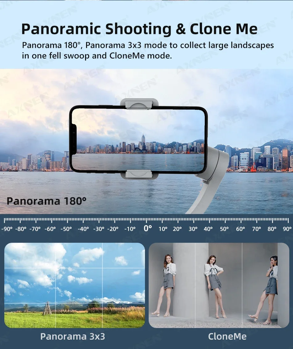 AXNEN Smart 3-Axis Handheld Gimbal Stabilizer for Smartphone with Fill Light for iPhone Android Face Tracking Tiktok Vlog Kit AXNEN Smart 3-Axis Handheld Gimbal Stabilizer for Smartphone with Fill Light for iPhone Android Face Tracking Tiktok Vlog Kit