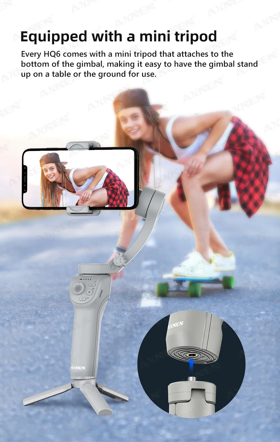 AXNEN Smart 3-Axis Handheld Gimbal Stabilizer for Smartphone with Fill Light for iPhone Android Face Tracking Tiktok Vlog Kit AXNEN Smart 3-Axis Handheld Gimbal Stabilizer for Smartphone with Fill Light for iPhone Android Face Tracking Tiktok Vlog Kit