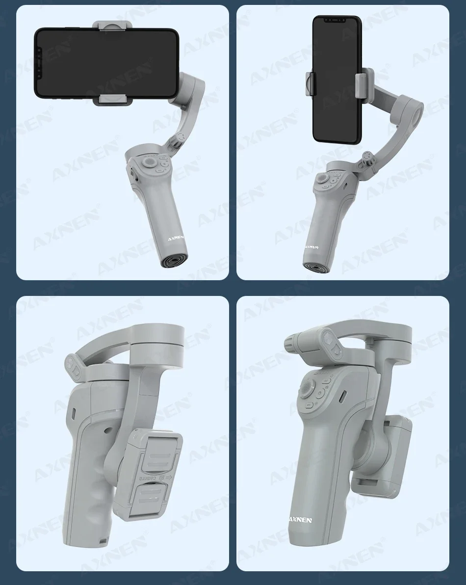 AXNEN Smart 3-Axis Handheld Gimbal Stabilizer for Smartphone with Fill Light for iPhone Android Face Tracking Tiktok Vlog Kit AXNEN Smart 3-Axis Handheld Gimbal Stabilizer for Smartphone with Fill Light for iPhone Android Face Tracking Tiktok Vlog Kit