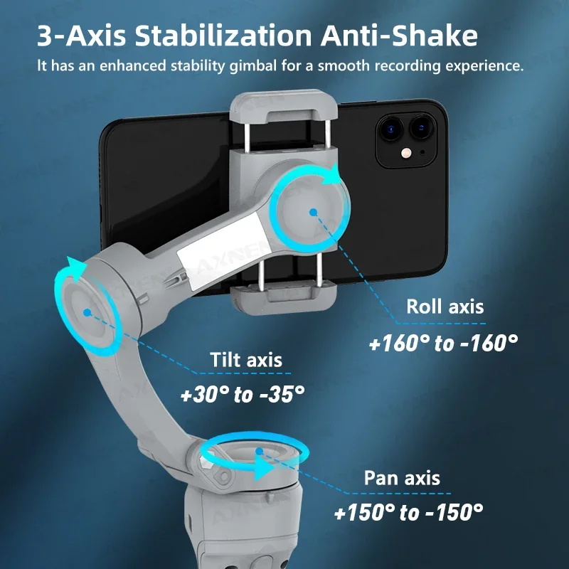 152125-wjdotl.jpg AXNEN Smart 3-Axis Handheld Gimbal Stabilizer for Smartphone with Fill Light for iPhone Android Face Tracking Tiktok Vlog Kit Phone Accessories Smart Shop