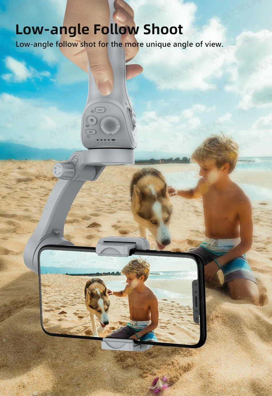 AXNEN Smart 3-Axis Handheld Gimbal Stabilizer for Smartphone with Fill Light for iPhone Android Face Tracking Tiktok Vlog Kit AXNEN Smart 3-Axis Handheld Gimbal Stabilizer for Smartphone with Fill Light for iPhone Android Face Tracking Tiktok Vlog Kit