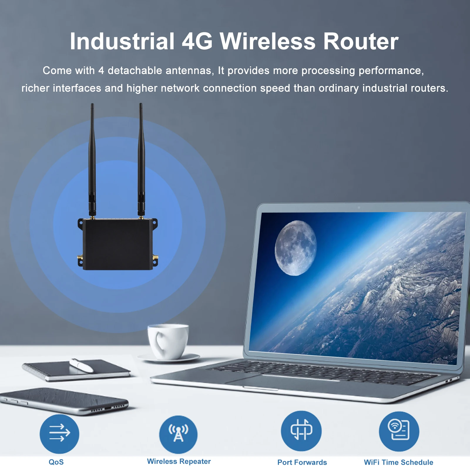 KuWFi 300Mbps CAT4 4G LTE Router Wireless WiFi Router 4pcs Detachable Antennas with WAN LAN RJ45 Port AP Repeater Mode USIM Slot Network Devices Smart Shop