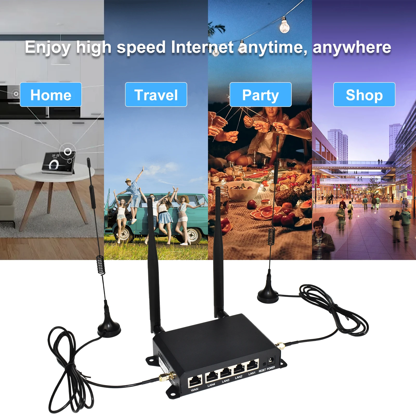 KuWFi 300Mbps CAT4 4G LTE Router Wireless WiFi Router 4pcs Detachable Antennas with WAN LAN RJ45 Port AP Repeater Mode USIM Slot