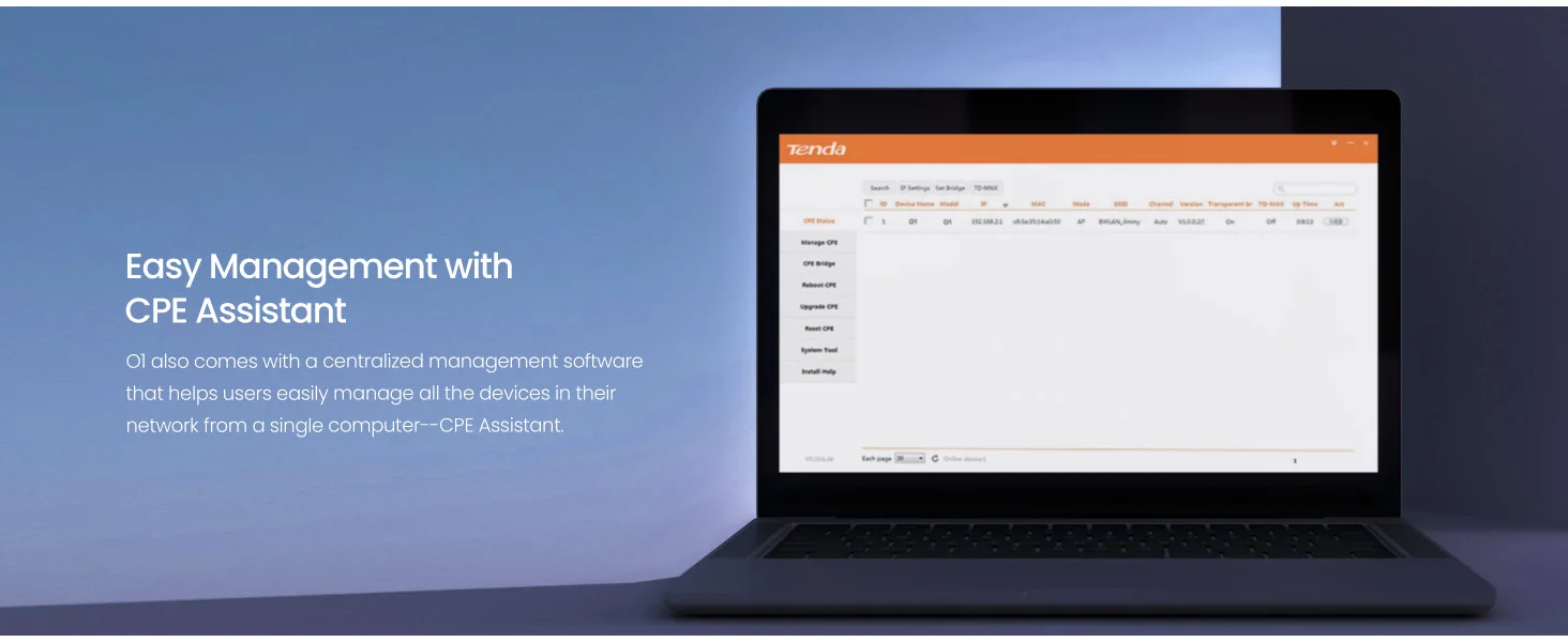 Tenda O1 Outdoor Access Point 300Mbps Long Range Smart Manage Router CPE 2.4GHz PoE Wireless Bridge 8dBi Transmission Waterproof