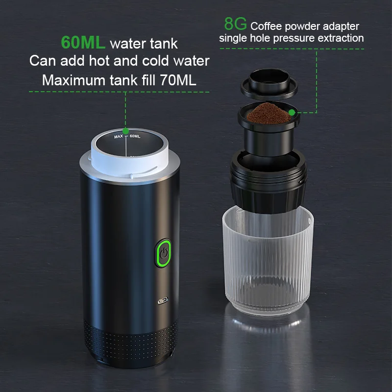 Wireless Electric Portable Espresso Coffee Machine for Car & Home Camping Coffee Maker 3-in-1 Capsule Powder Travel Coffee Maker Wireless Electric Portable Espresso Coffee Machine for Car & Home Camping Coffee Maker 3-in-1 Capsule Powder Travel Coffee Maker